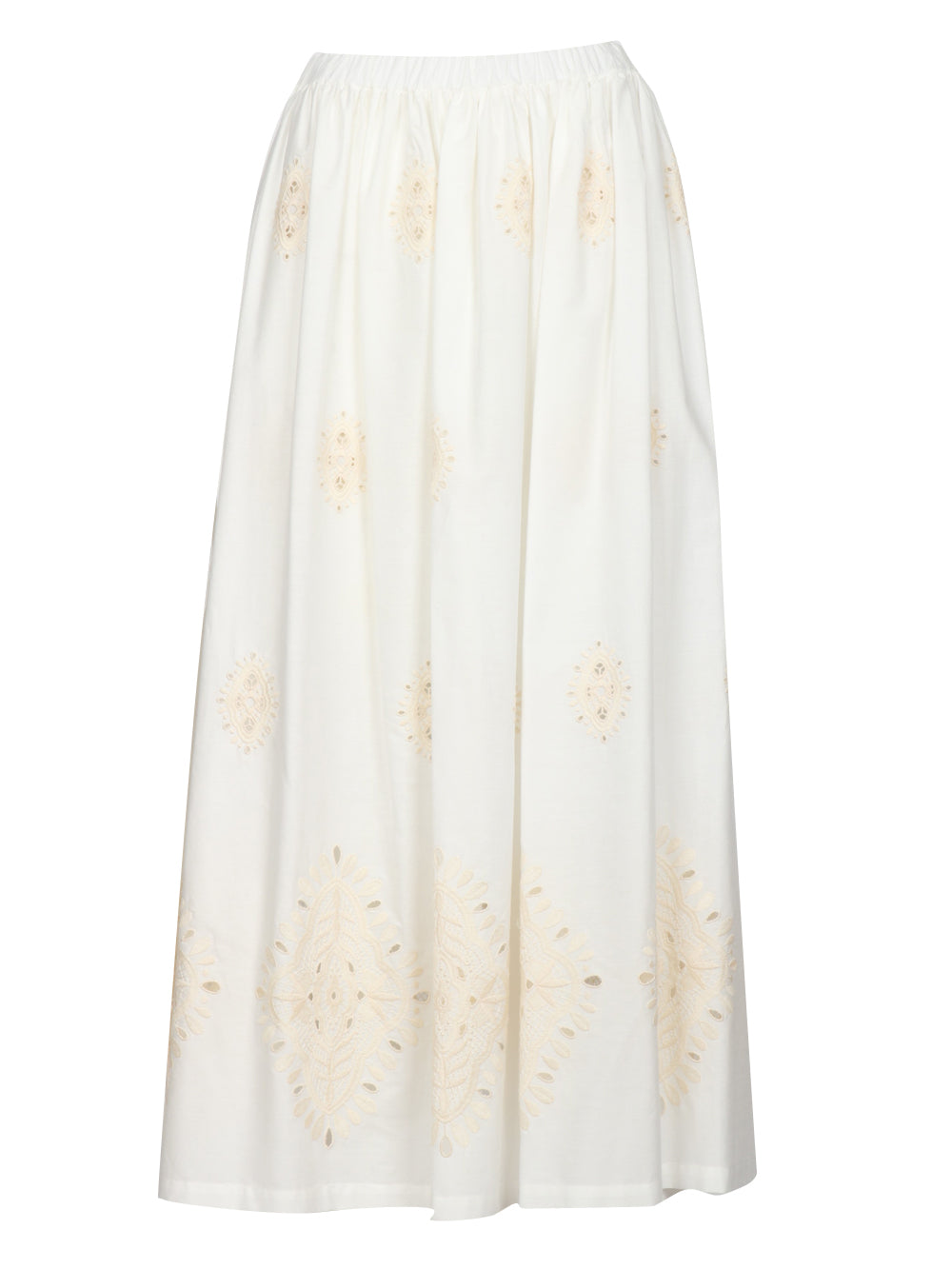 LAVI GONNA LUCREZIA IN COTONE PANNA CON DETTAGLI MACRAME´ Panna