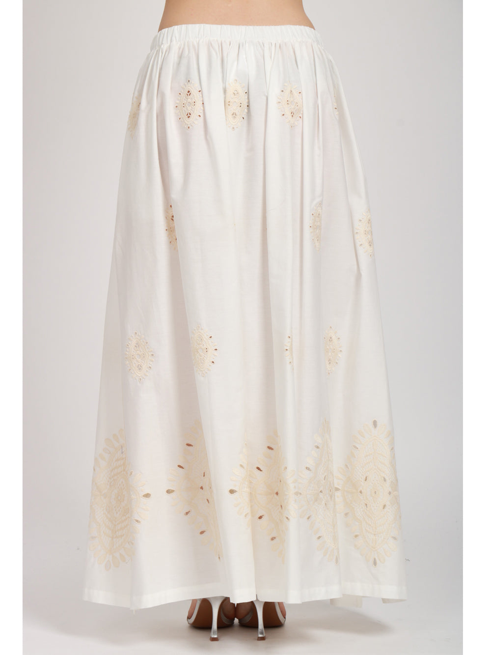 LAVI GONNA LUCREZIA IN COTONE PANNA CON DETTAGLI MACRAME´ Panna