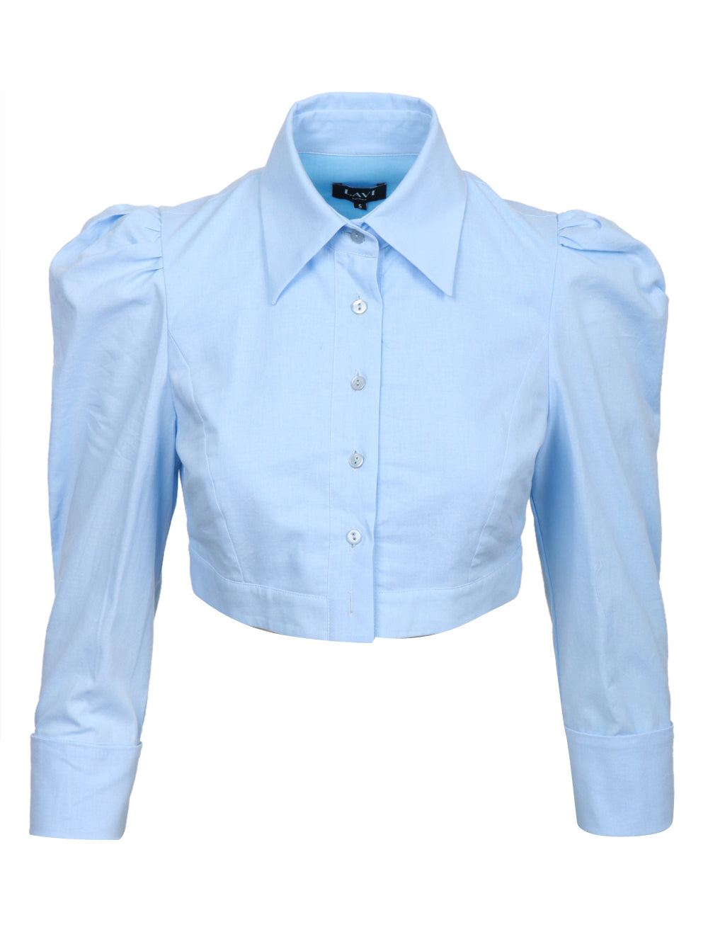 LAVI CAMICIA RUBINO CROP IN MISTO COTONE CELESTE Cielo