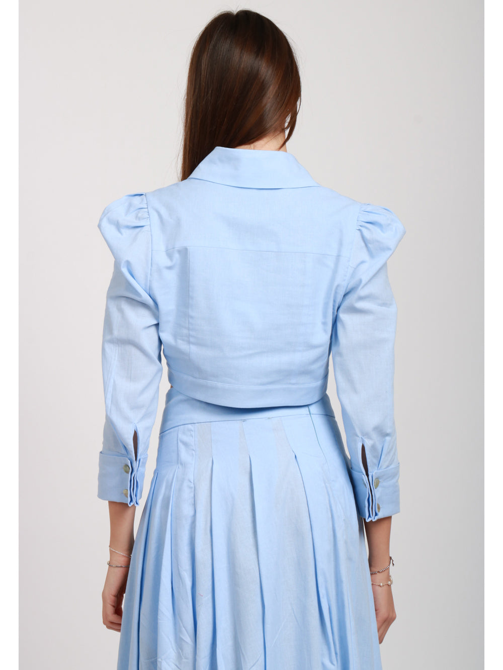 LAVI CAMICIA RUBINO CROP IN MISTO COTONE CELESTE Cielo