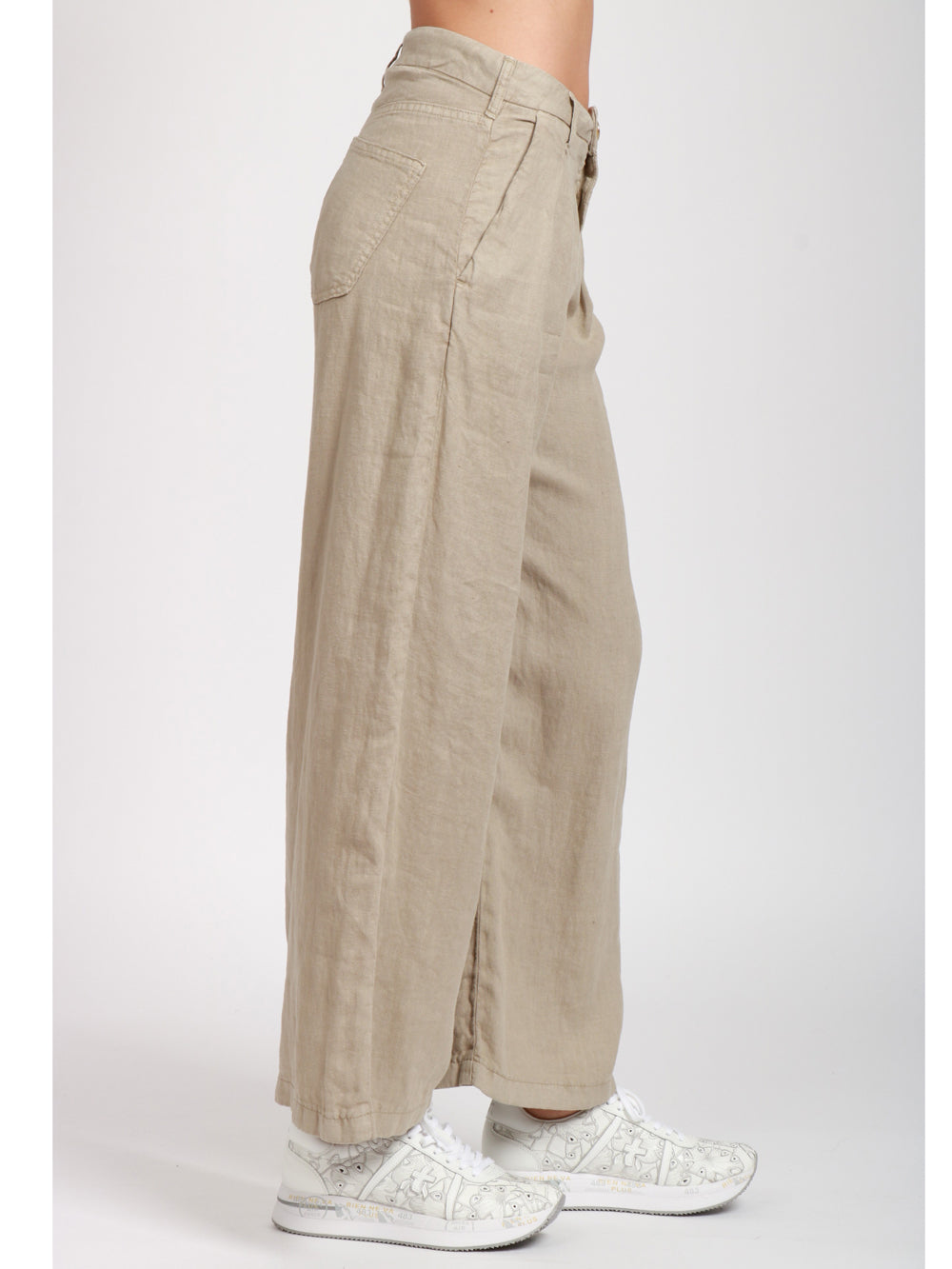 MAISON HOTEL PANTALONI MARISA IN LINO SABBIA CON PINCES Sabbia