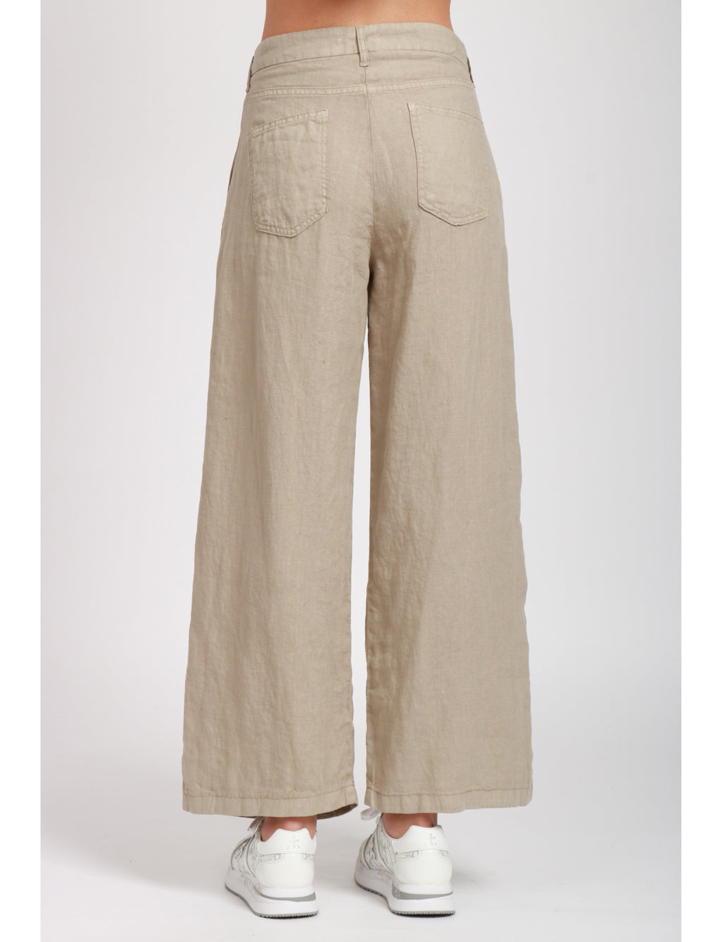 MAISON HOTEL PANTALONI MARISA IN LINO SABBIA CON PINCES Sabbia