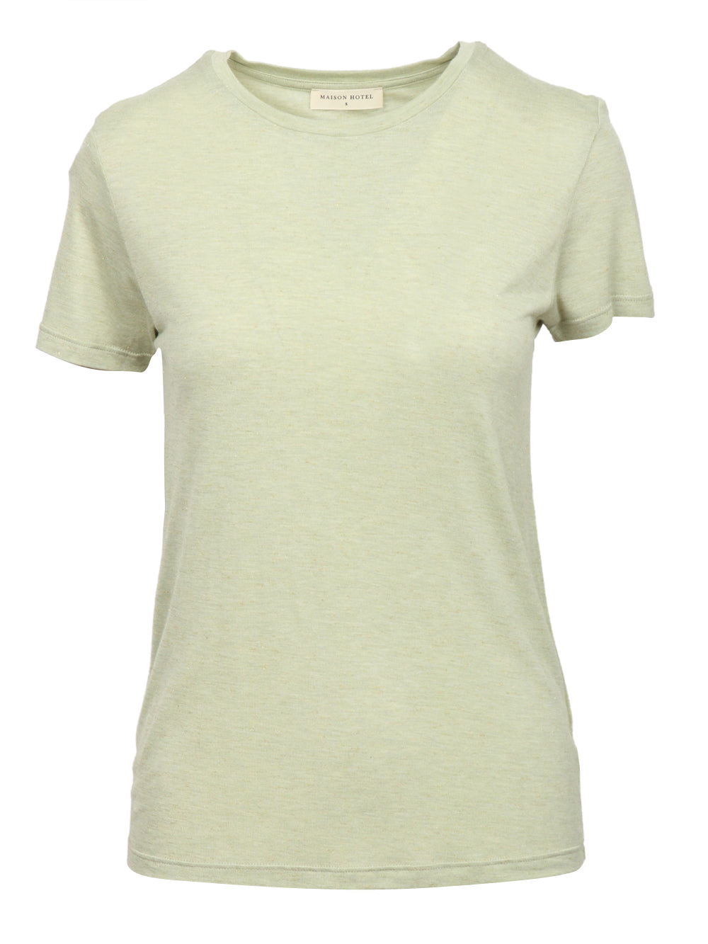 MAISON HOTEL T-SHIRT DONNA GIROCOLLO IN VISCOSA VERDE CON LUREX Verde salvia