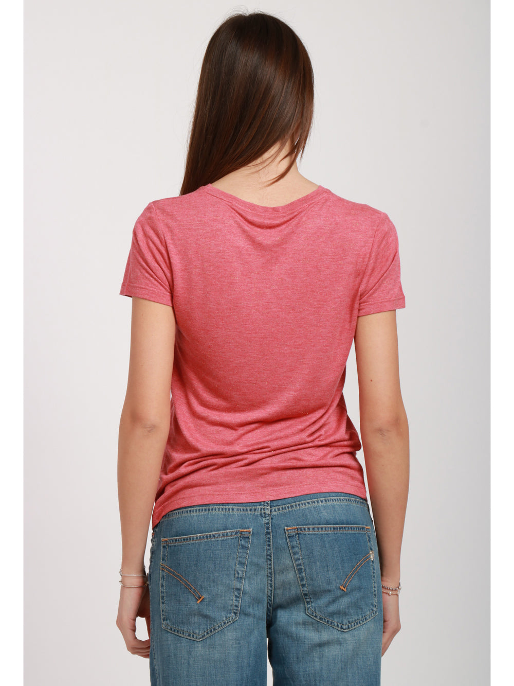MAISON HOTEL T-SHIRT GIROCOLLO IN VISCOSA ROSSA CON LUREX Rosso