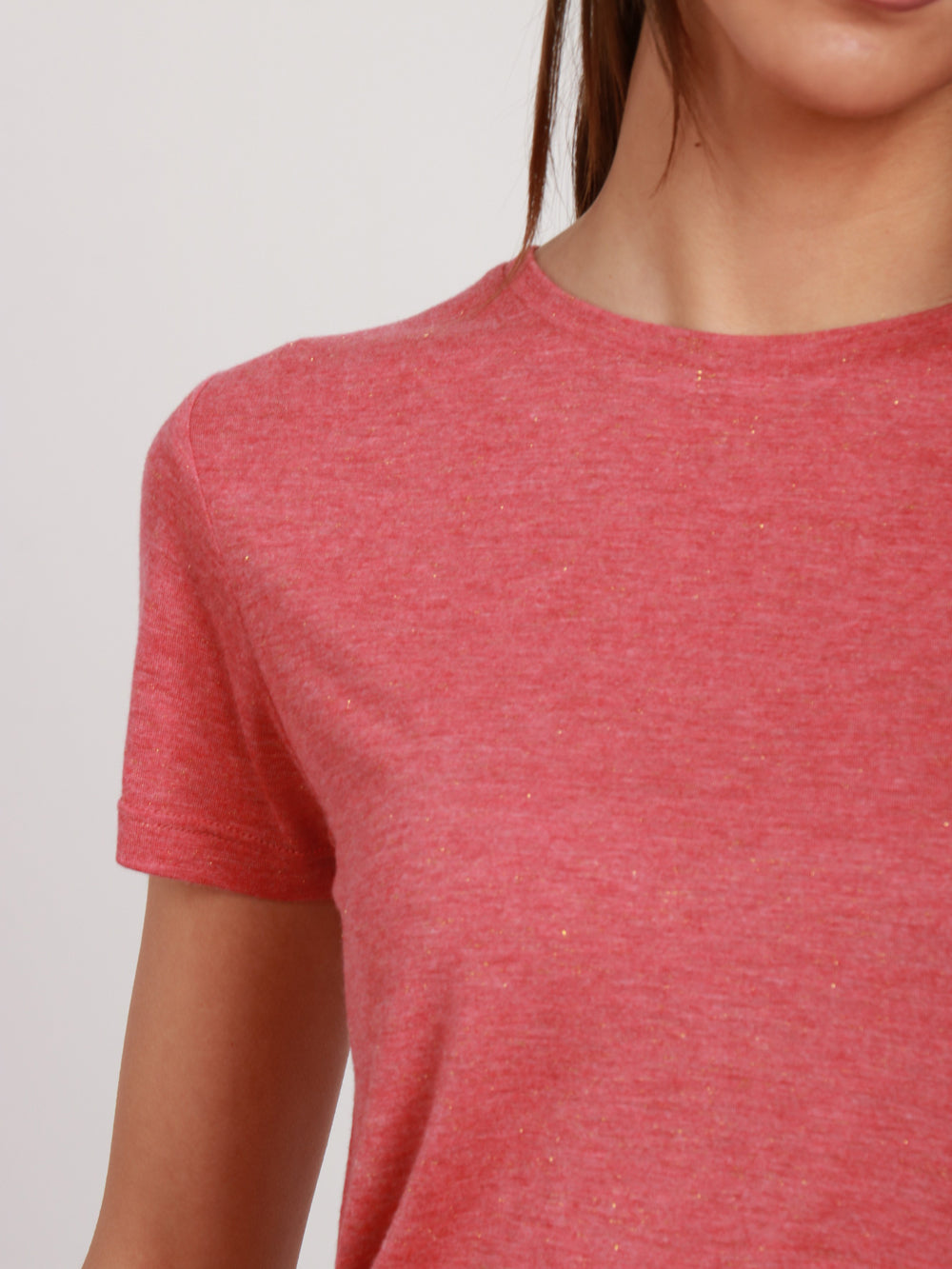 MAISON HOTEL T-SHIRT GIROCOLLO IN VISCOSA ROSSA CON LUREX Rosso
