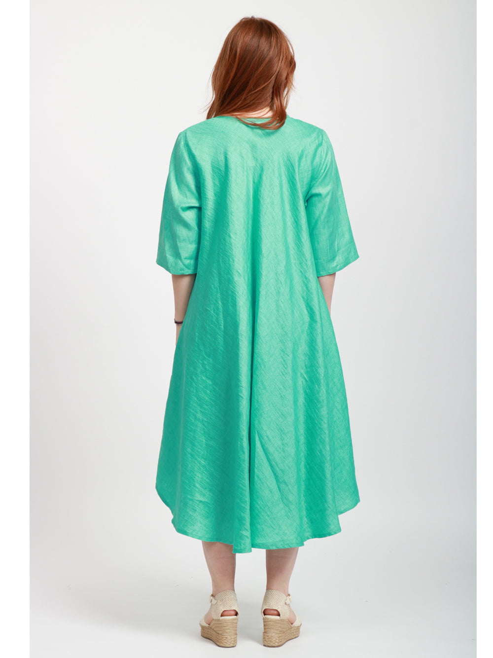 MASTRO Vestito Midi Biella in Lino Tuchese Turchese