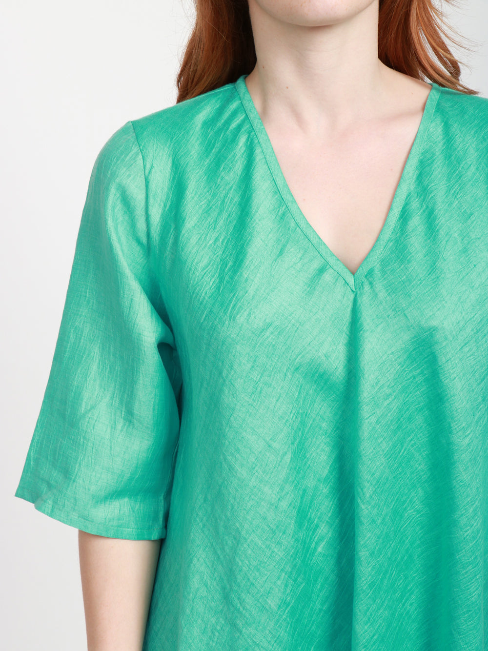 MASTRO Vestito Midi Biella in Lino Tuchese Turchese