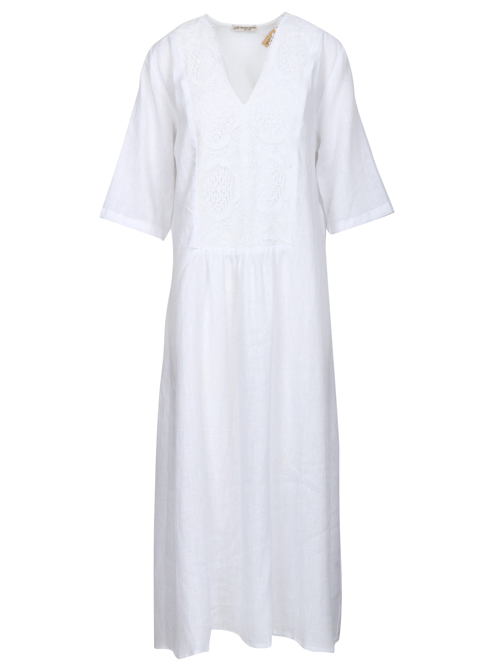 MASTRO Vestito Erchie Lungo in Lino Bianco Bianco
