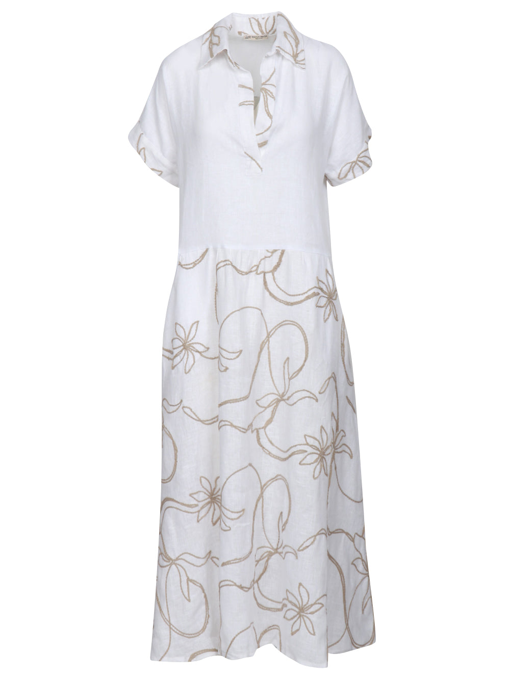 MASTRO Vestito Chemisier Paradise Bianco in Lino Bianco/ecrù
