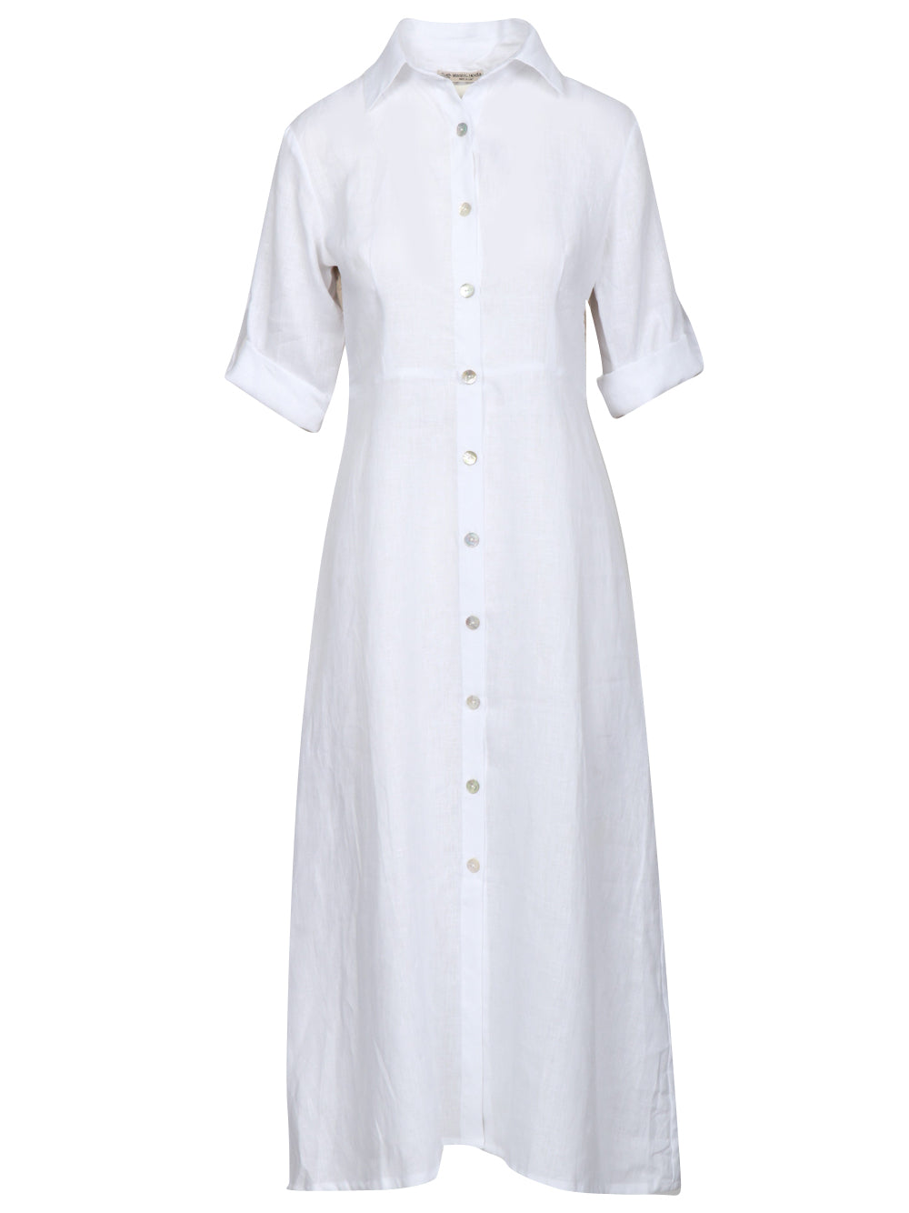 MASTRO Vestito Samanta in Lino Chemisier Bianco Bianco