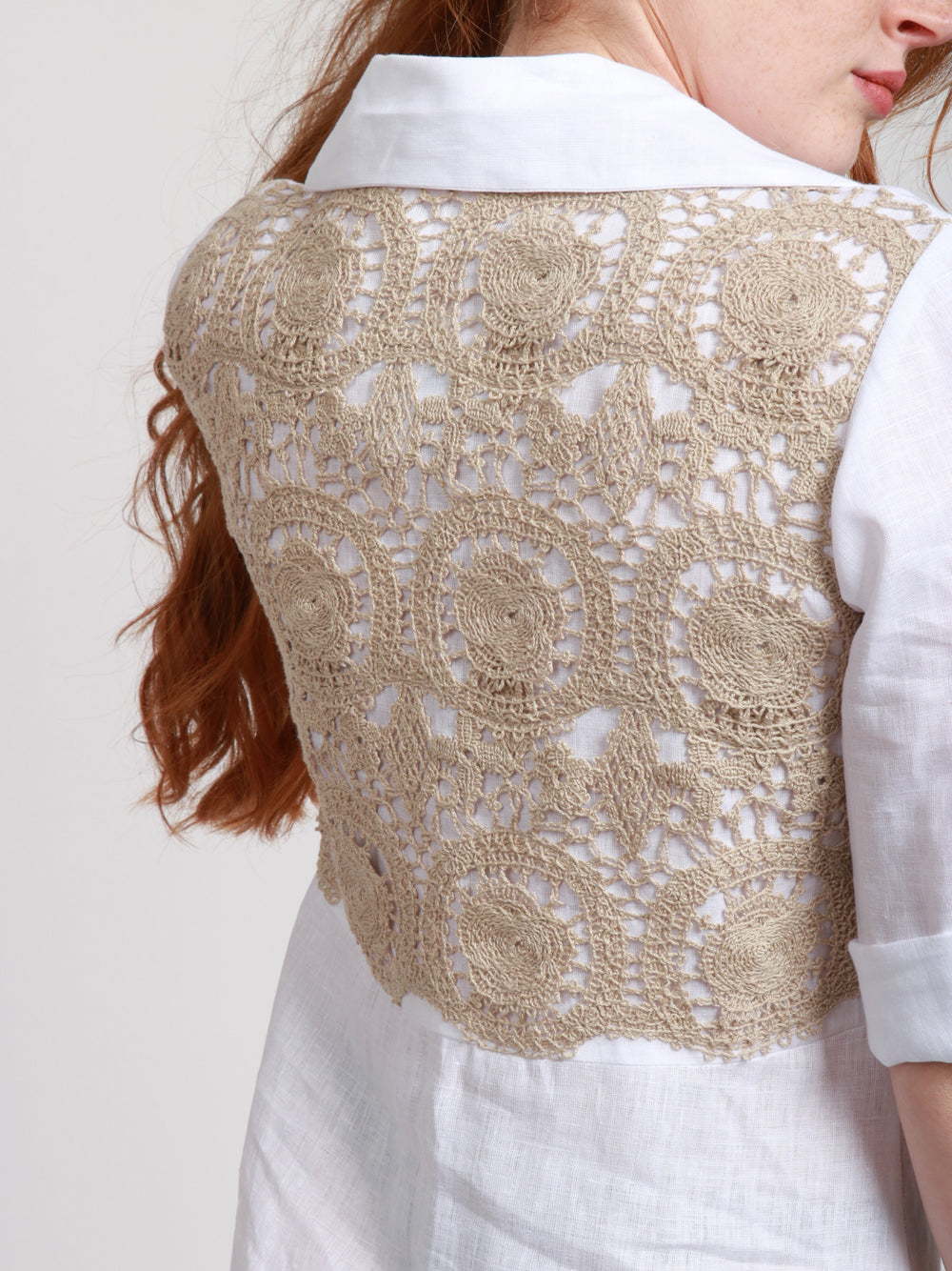 MASTRO Vestito Samanta in Lino Chemisier Bianco Bianco