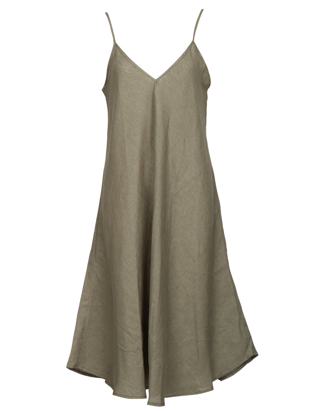 MASTRO Vestito Midi in Lino Verde Militare Verde militare