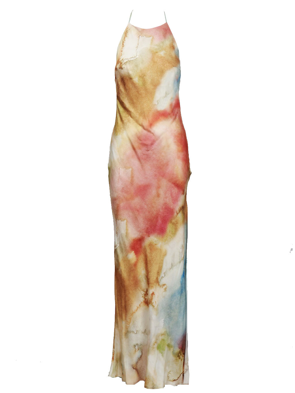 MERCI Vestito Sottoveste Lungo Tie Dye con Scollo all'Americana Multicolor