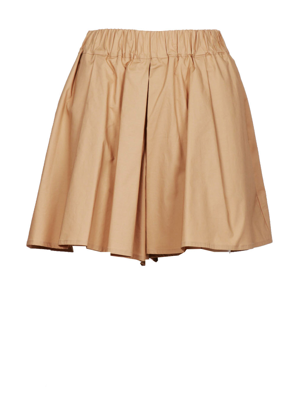 MERCI Skorts in Popeline di Cotone Cammello con Pieghe Cammello