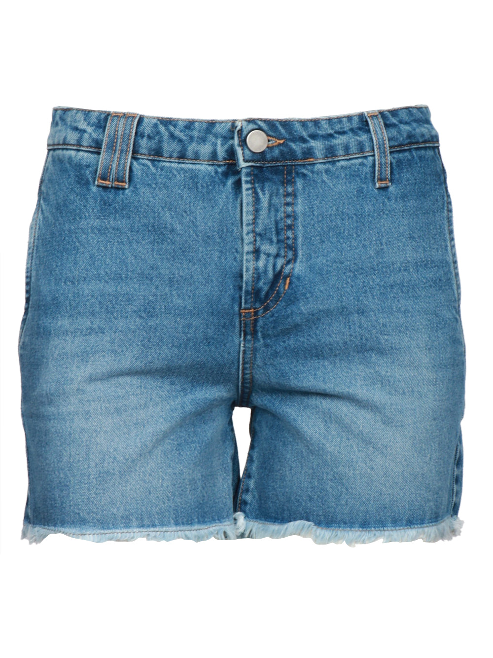 MERCI Shorts in Denim Blu con Fondo Sfrangiato Denim