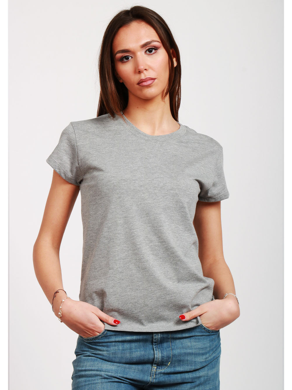 MERCI T-Shirt Gircollo in Cotone Grigia Grigio