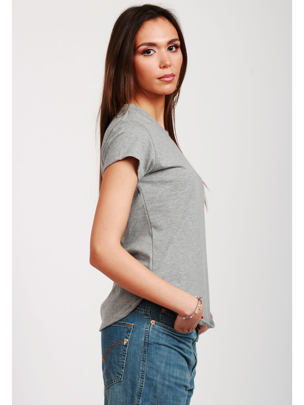 MERCI T-Shirt Gircollo in Cotone Grigia Grigio