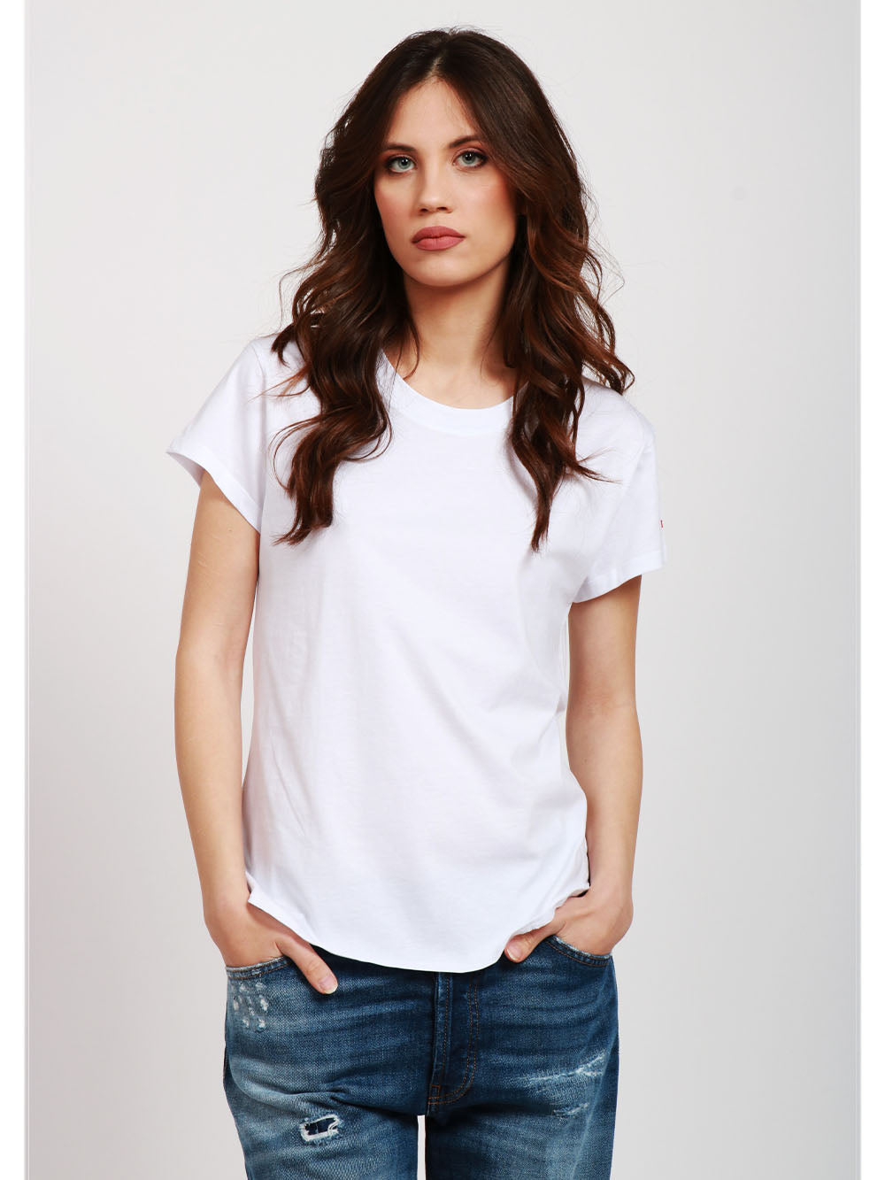 MERCI T-Shirt Gircollo in Cotone Bianca Bianco