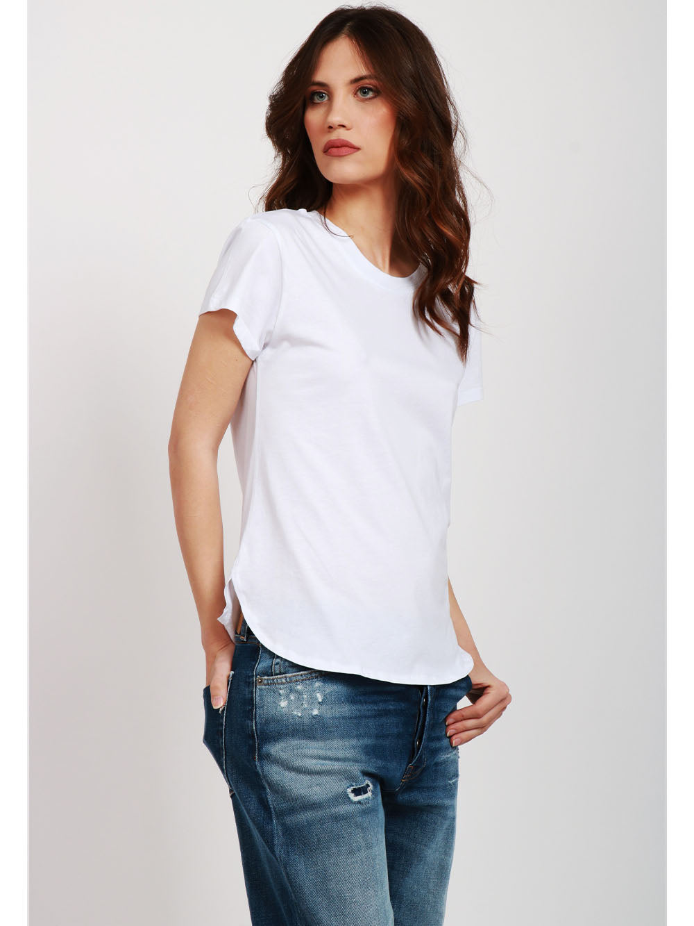 MERCI T-Shirt Gircollo in Cotone Bianca Bianco