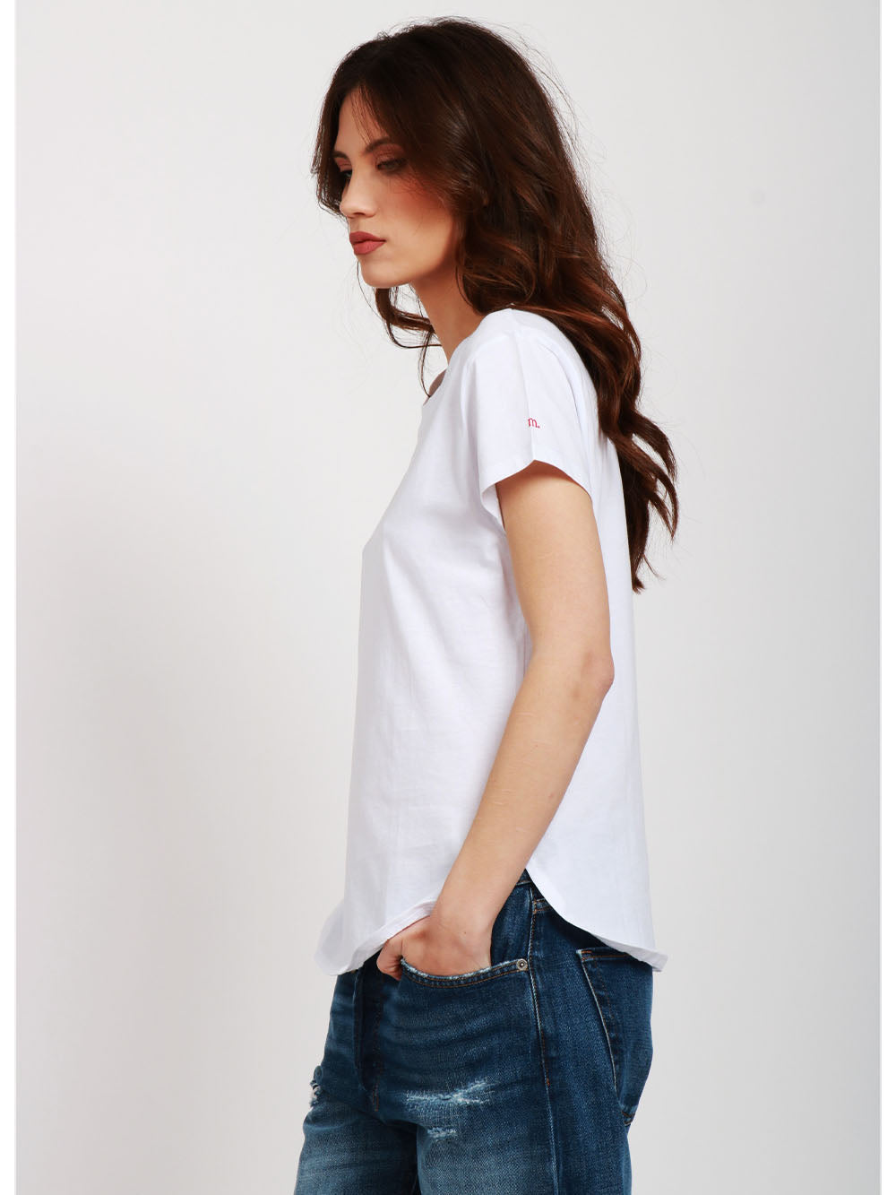 MERCI T-Shirt Gircollo in Cotone Bianca Bianco