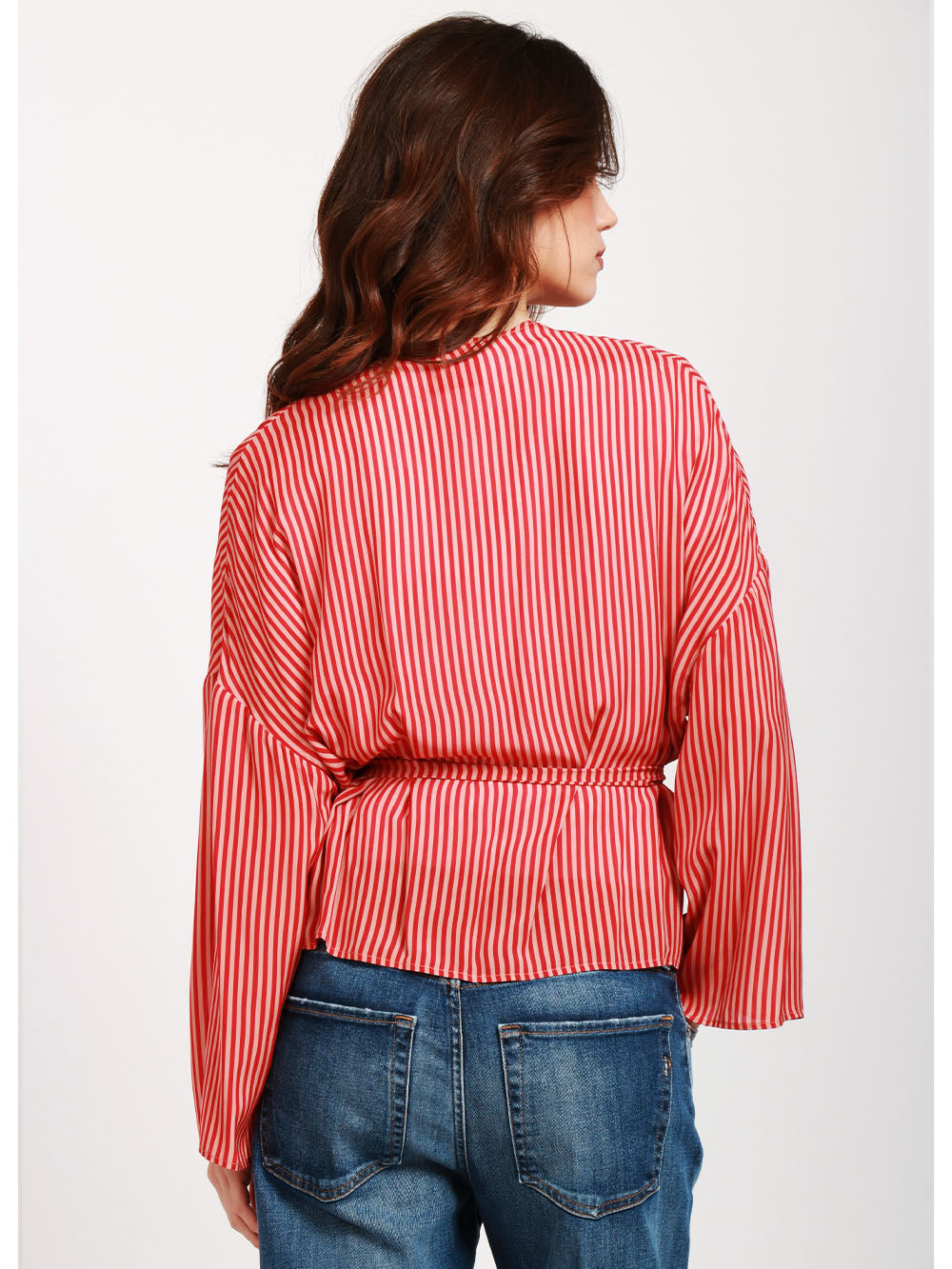 MERCI Giacca Kimono a Righe Cipria e Rossa Rosso Cipria