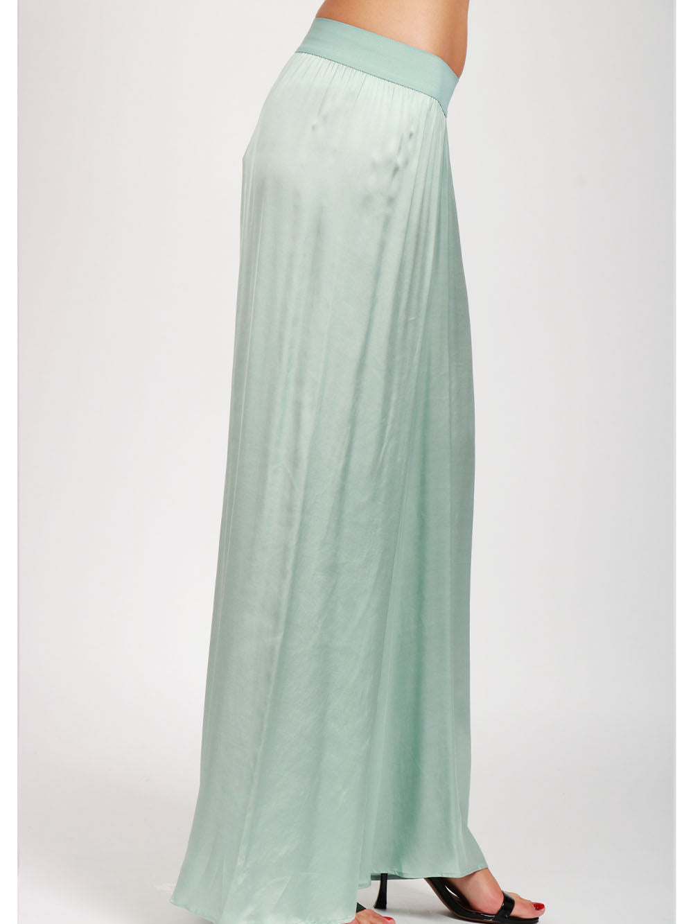 MERCI Pantaloni Palazzo in Satin Verdeacqua Acqua