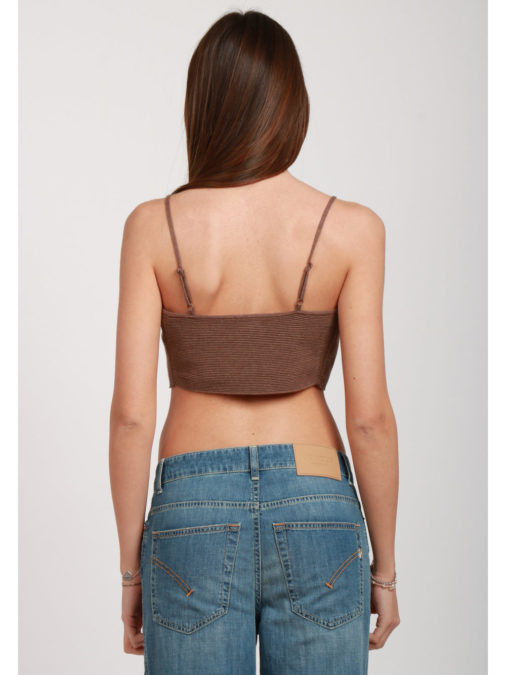 MES DEMOISELLES Top Bralette Marrone con Costine Orizzontali Bruciato