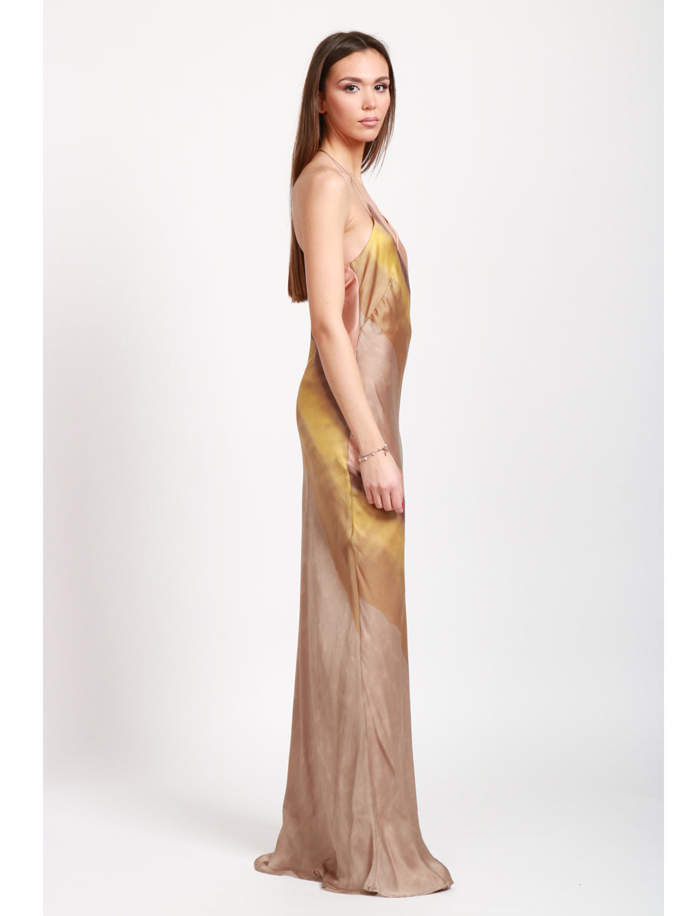 MES DEMOISELLES Vestito Lungo in Viscosa con Fantasia Cipria/beige
