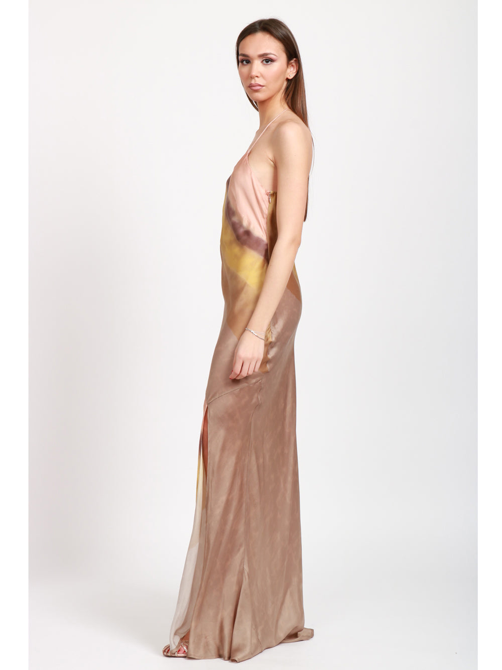 MES DEMOISELLES Vestito Lungo in Viscosa con Fantasia Cipria/beige