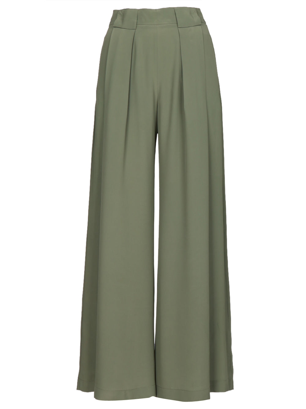 MOMONÌ Pantaloni Palazzo in Seta Verdi Verde salvia