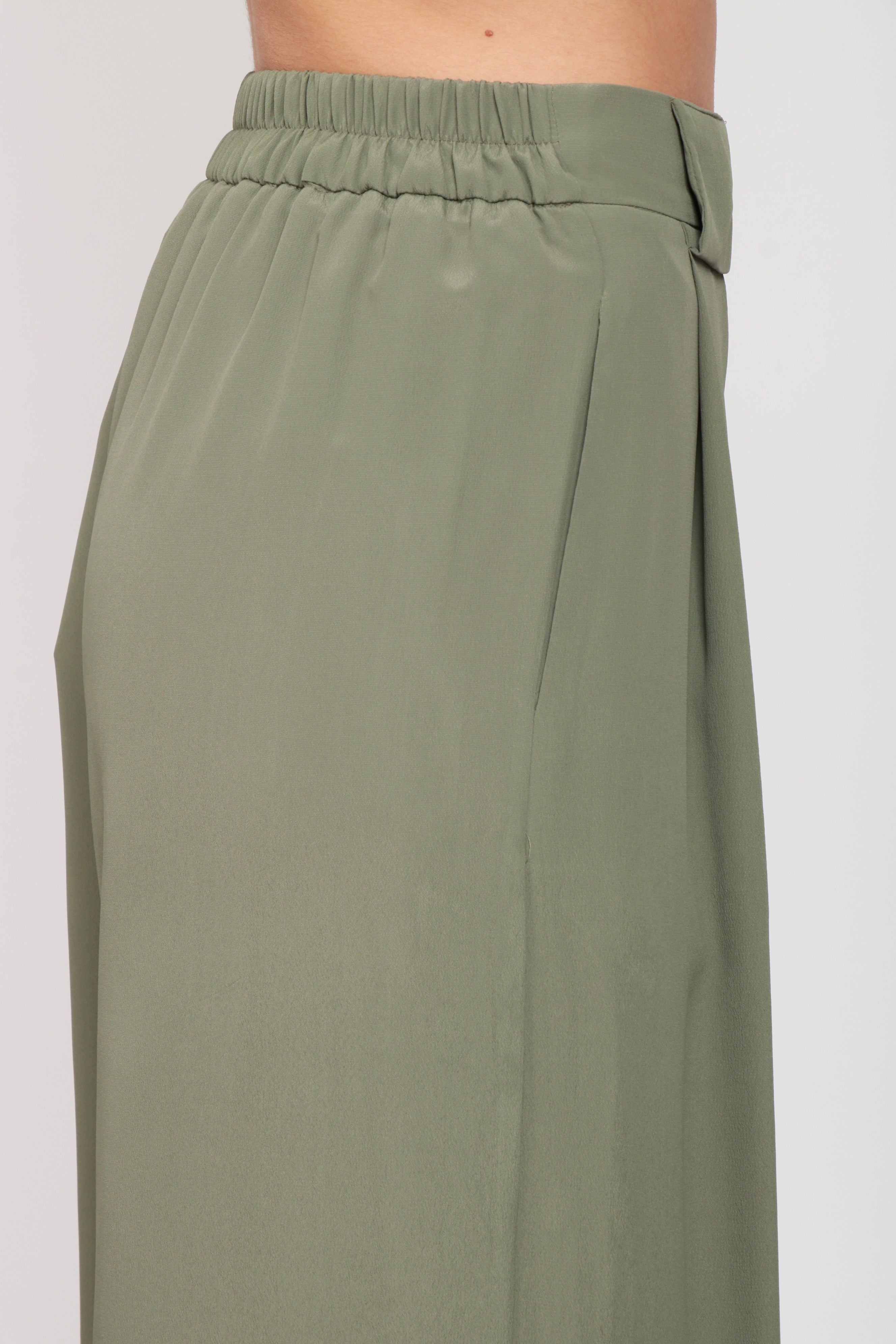 MOMONÌ Pantaloni Palazzo in Seta Verdi Verde salvia