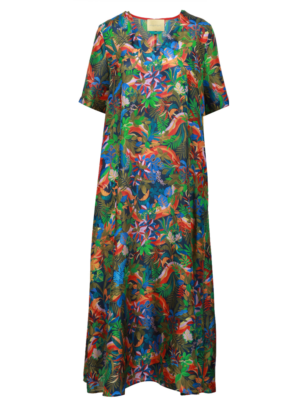 MOMONÌ Vestito Carnaval in Seta con Fantasia Multicolor Blu+color