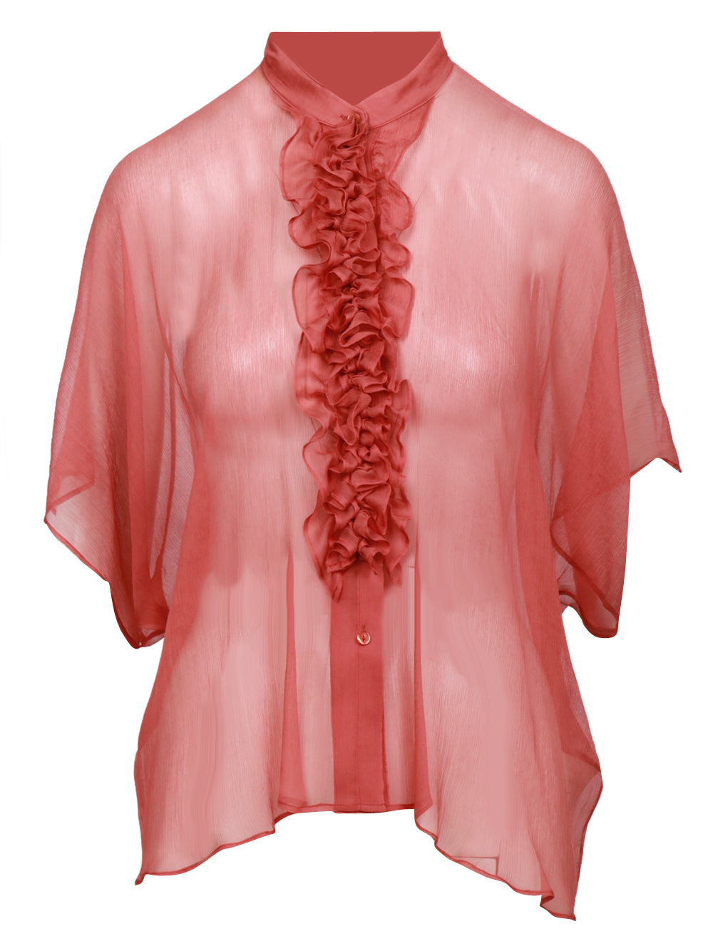 MOMONÌ Camicia in Voile di Seta Ruggine Ruggine