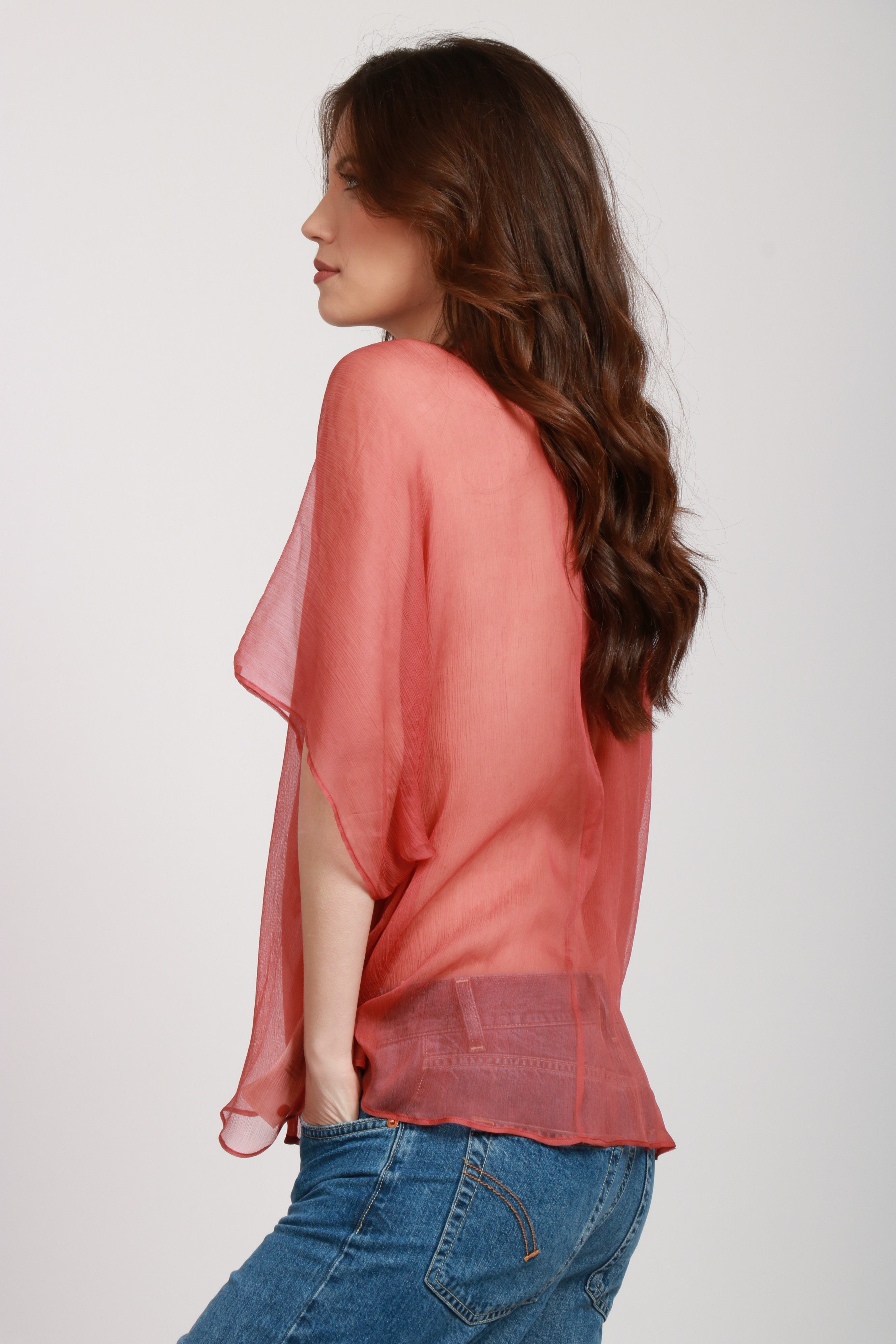 MOMONÌ Camicia in Voile di Seta Ruggine Ruggine