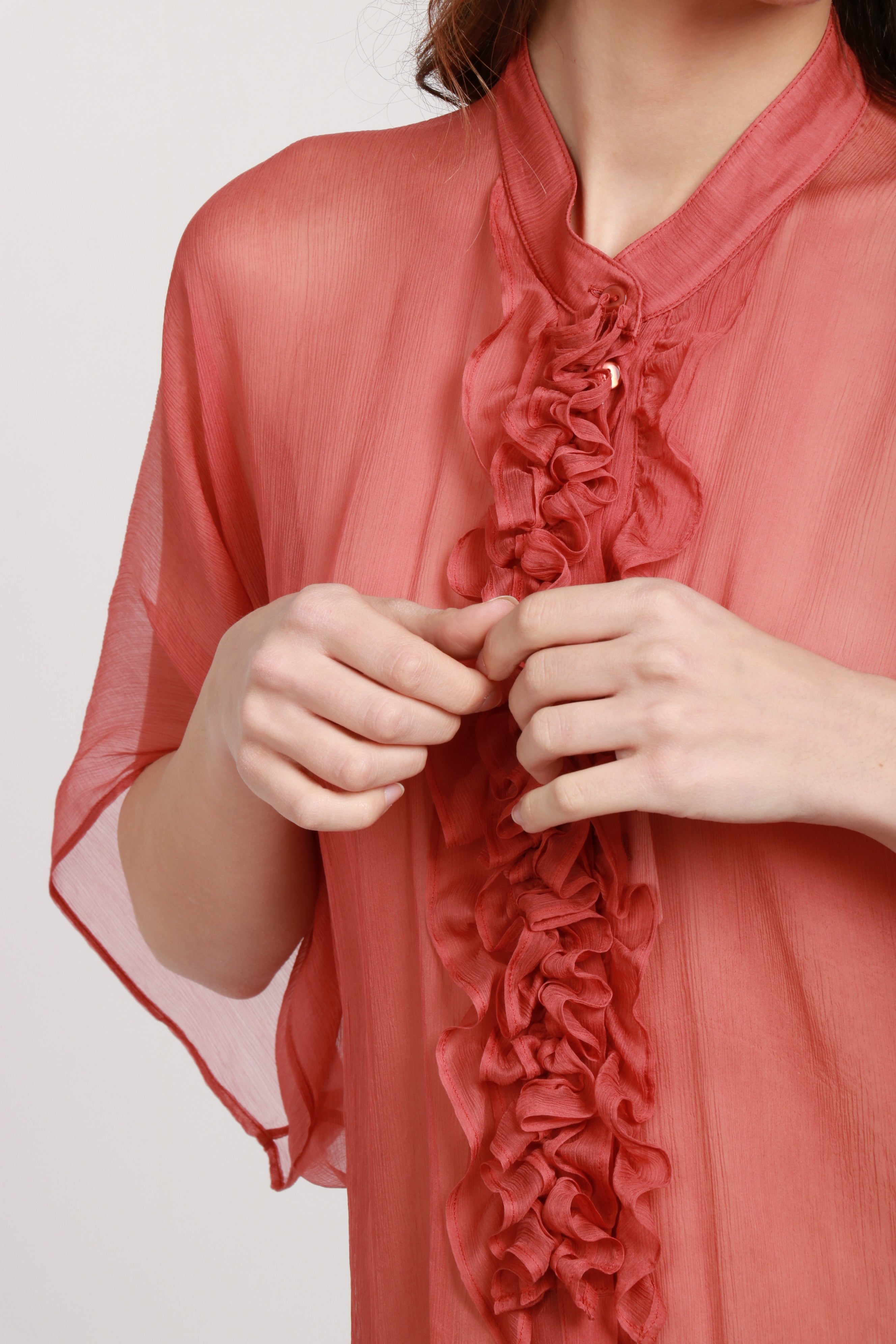 MOMONÌ Camicia in Voile di Seta Ruggine Ruggine