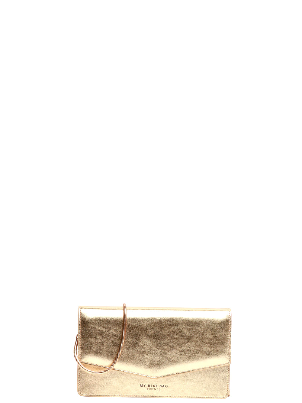 MY-BEST BAG Borsa Pochette in Pelle Laminata Platino Platino