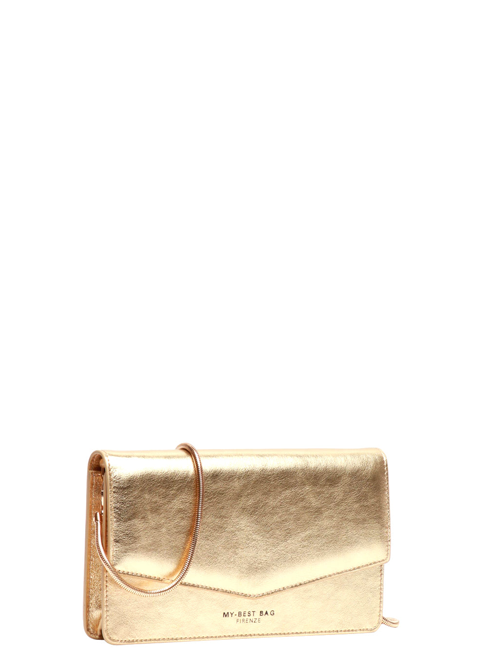 MY-BEST BAG Borsa Pochette in Pelle Laminata Platino Platino