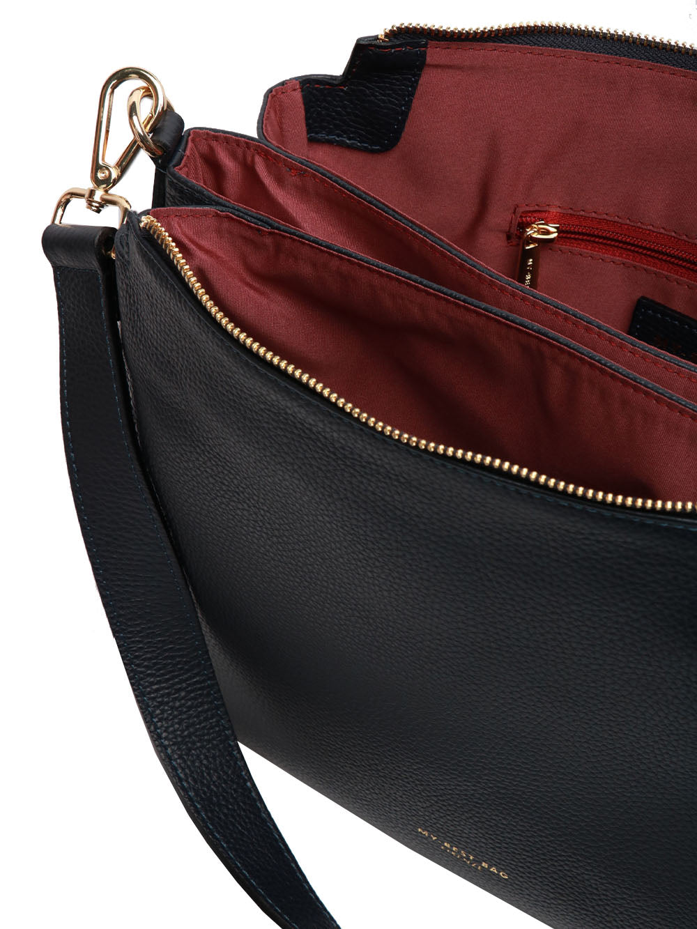 BORSA A SPALLA IN PELLE BLU CON MANICO CATENA