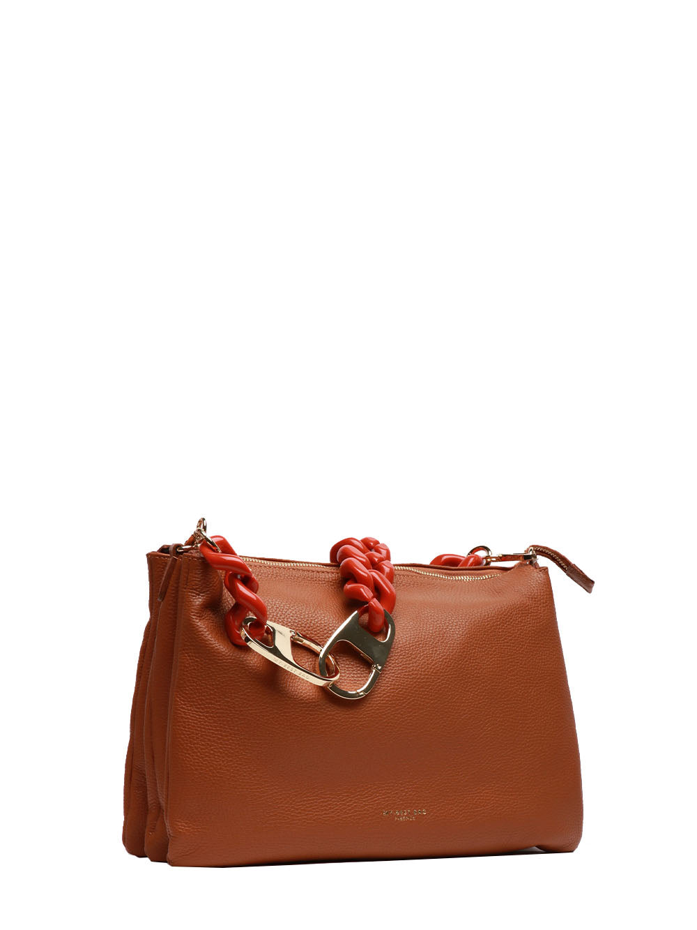 MY-BEST BAG BORSA A SPALLA IN PELLE CUOIO CON MANICO CATENA Cuoio/arancio