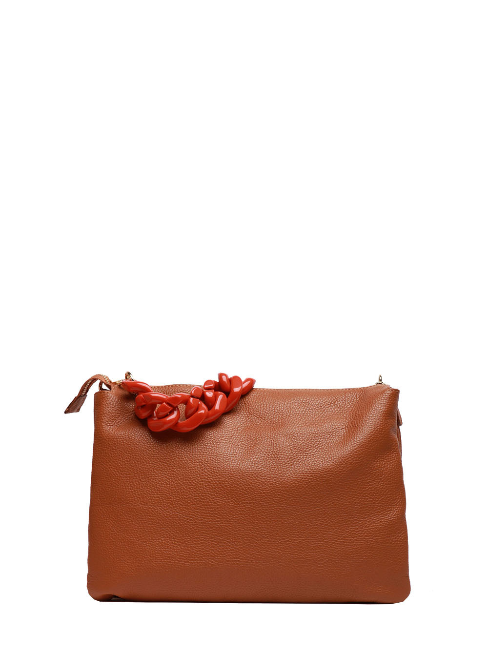 BORSA A SPALLA IN PELLE CUOIO CON MANICO CATENA