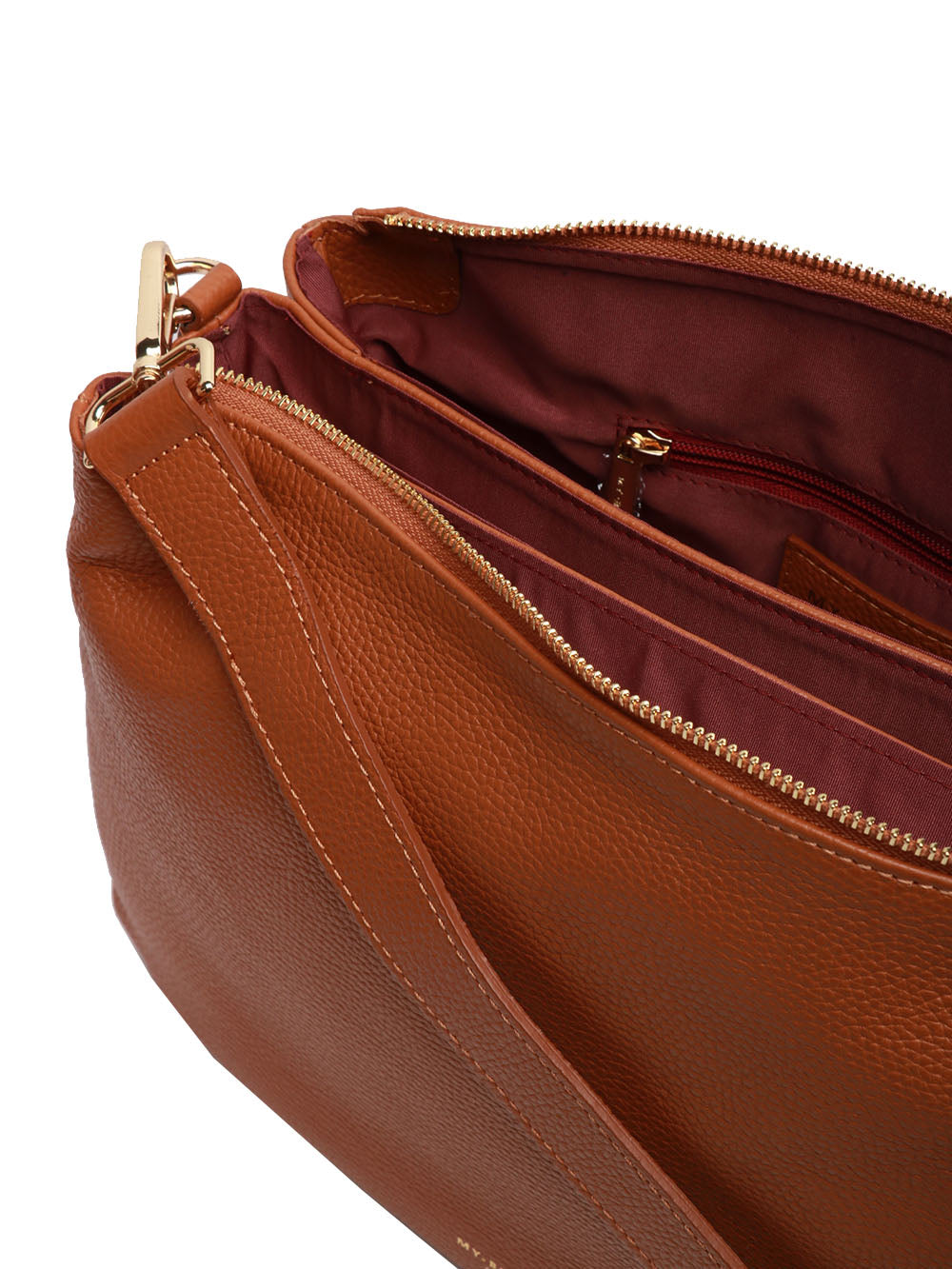 MY-BEST BAG BORSA A SPALLA IN PELLE CUOIO CON MANICO CATENA Cuoio/arancio