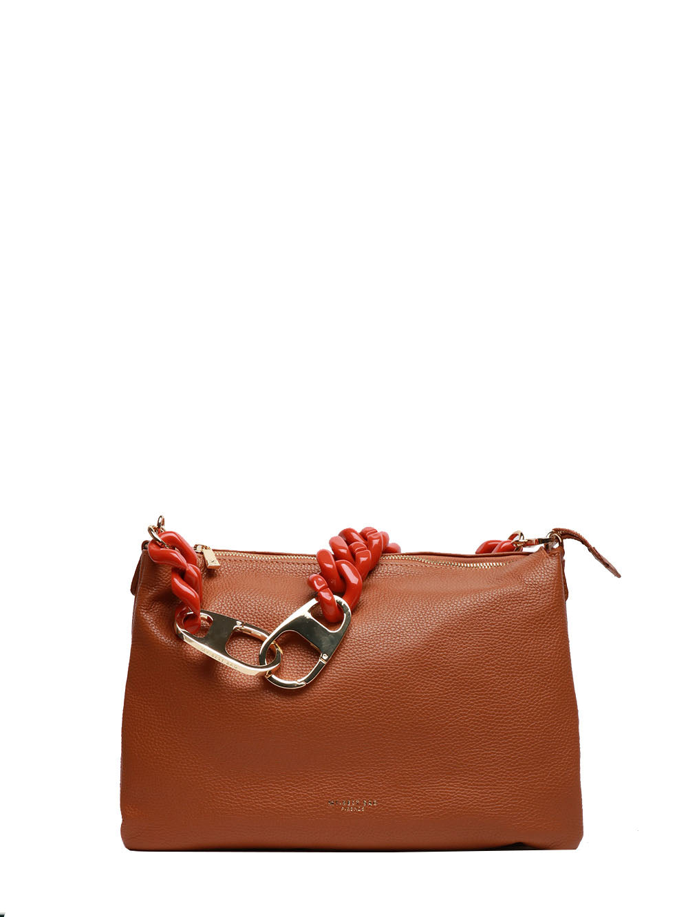 BORSA A SPALLA IN PELLE CUOIO CON MANICO CATENA