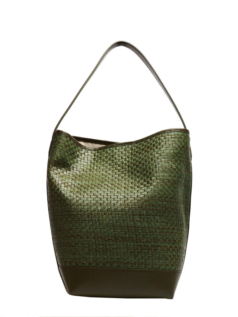 MY-BEST BAG BORSA A SPALLA MARRAKECH SHOPPER IN RAFIA INTRECCIATA VERDE Verde