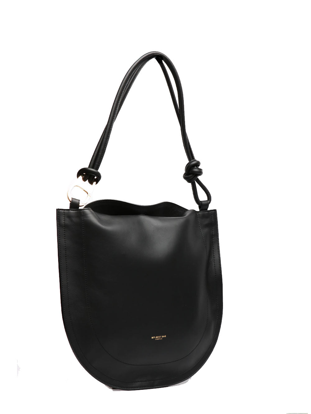 MY-BEST BAG BORSA A SPALLA ZOE IN PELLE NERA CON NODO Nero