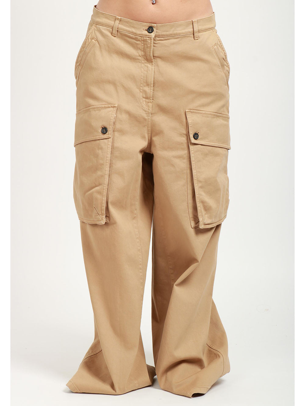 N°21 Pantaloni Cargo in Cotone Cammello Beige