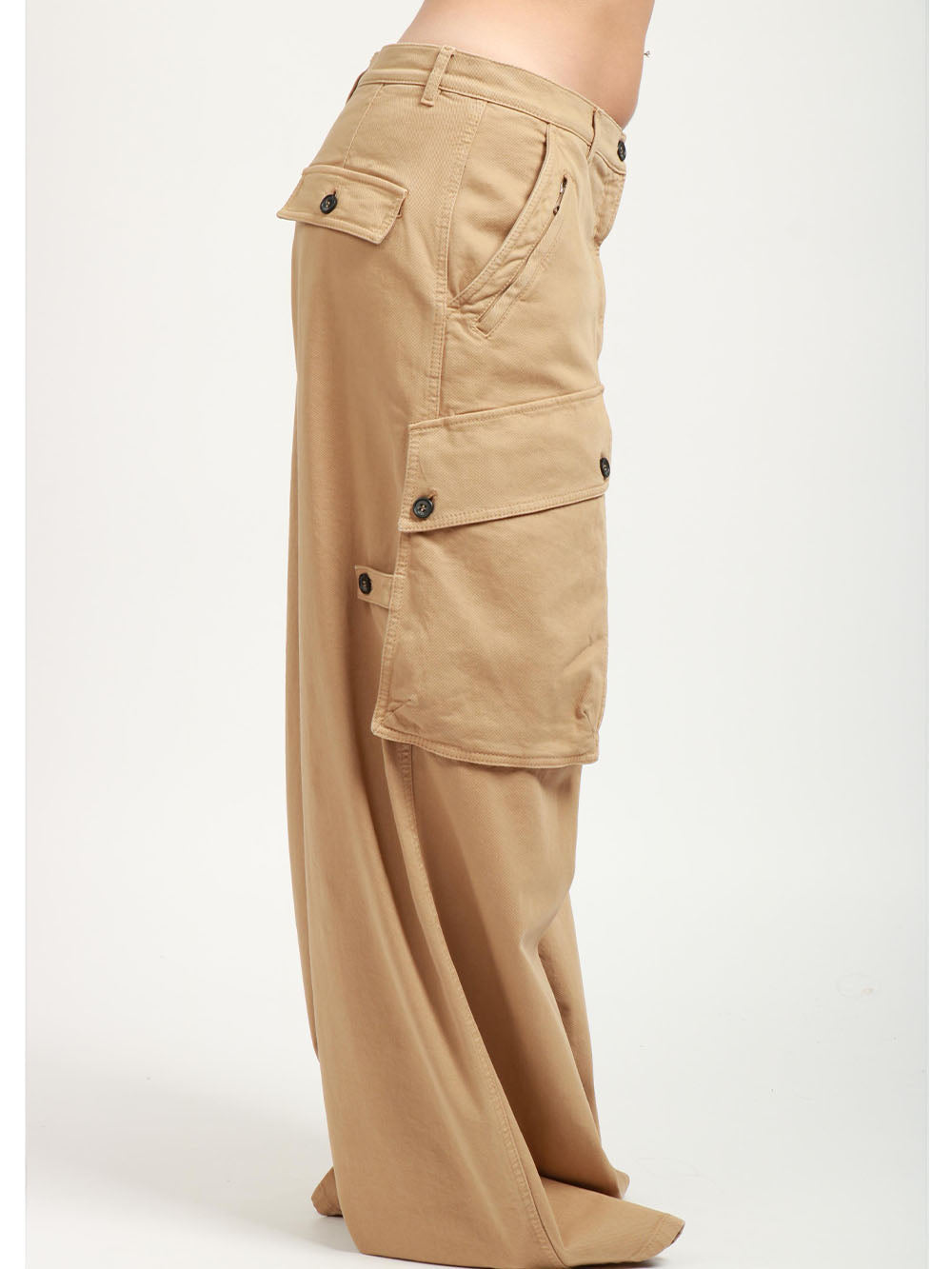 N°21 Pantaloni Cargo in Cotone Cammello Beige