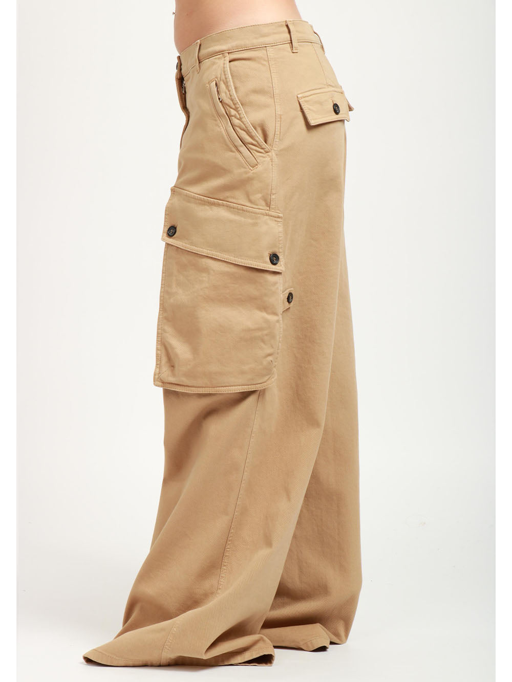 N°21 Pantaloni Cargo in Cotone Cammello Beige