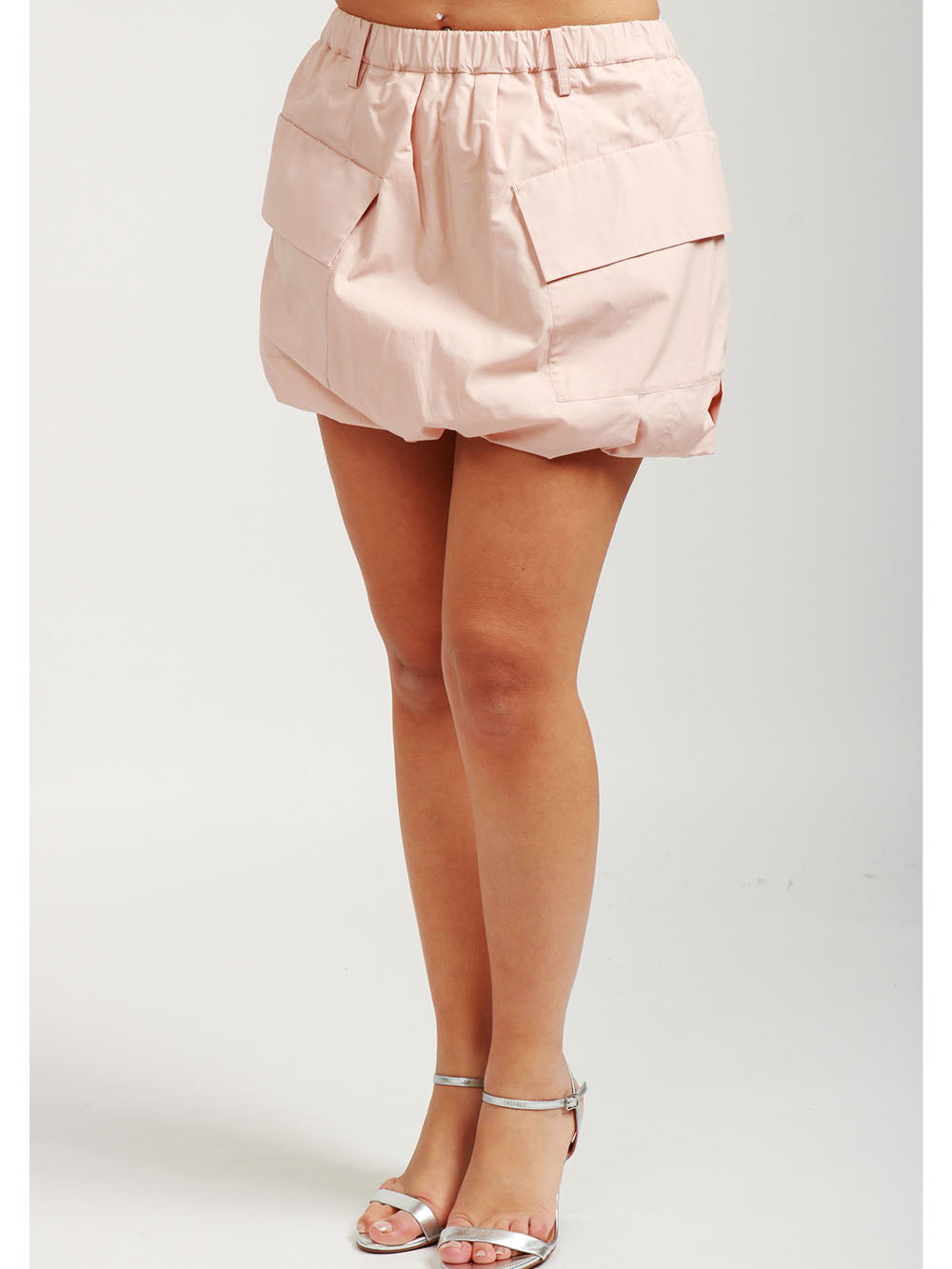 N°21 Minigonna a Palloncino in Taffeta Rosa Rosa