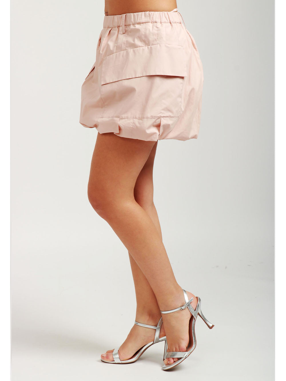 N°21 Minigonna a Palloncino in Taffeta Rosa Rosa
