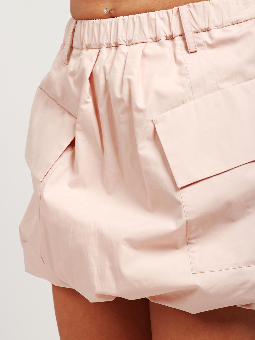 N°21 Minigonna a Palloncino in Taffeta Rosa Rosa